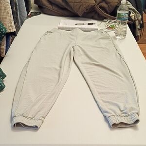 Athleta Light Gray & White Track Pants